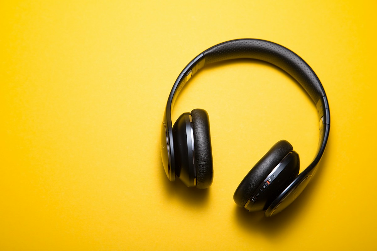 Studio product photograph of headphones